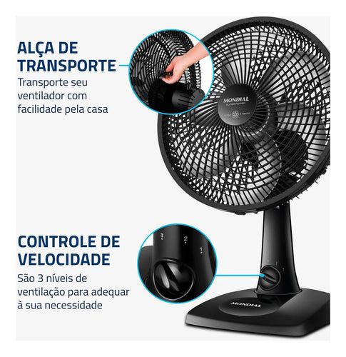 Imagem 5 de 6 de Ventilador de Mesa 30cm Super Power Mondial 60W VSP-30-B