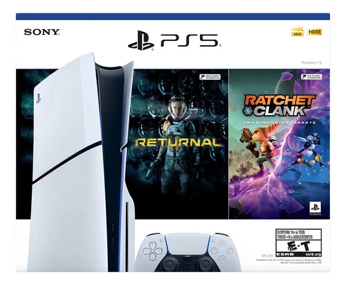 Imagem 3 de 6 de Console PlayStation 5 Midia Fisica Slim Branco 1TB Returnal e Ratchet e Clank Controle Sem Fio Dualsense Branco