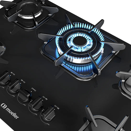 Imagem 4 de 6 de Cooktop Mueller 5 bocas Preto com Queimador Tripla chama