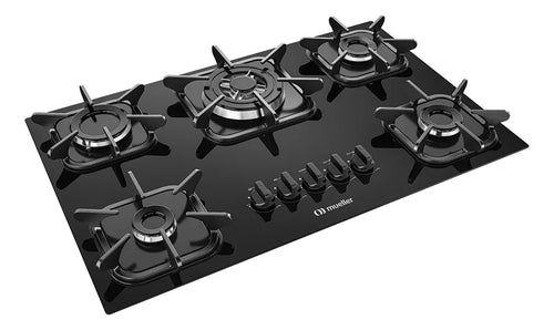 Imagem 3 de 6 de Cooktop Mueller 5 bocas Preto com Queimador Tripla chama