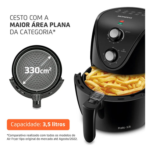 Imagem 2 de 6 de Fritadeira De Ar Af-35-bf Air Fryer 3,5l Preta Mondial