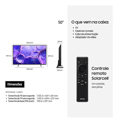 Imagem 8 de 8 de Smart Tv U8600f Crystal Uhd 4k 50 2025 Preto Samsung
